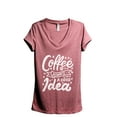 thumbnail image 1 of Coffee Is Always A Good Idea Women's Fashion Relaxed V-Neck T-Shirt Tee Heather Rouge Medium, 1 of 3