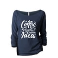 thumbnail image 1 of Coffee Is Always A Good Idea Women's Fashion Slouchy 3/4 Sleeves Raglan Lightweight Sweatshirt Navy Small, 1 of 3