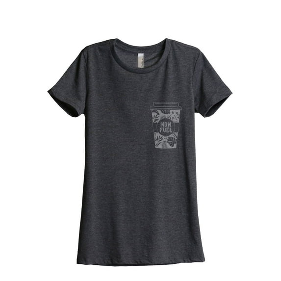 Coffee Is Mom Fuel Women's Fashion Relaxed T-Shirt Tee Charcoal Grey 2X-Large