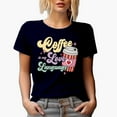 thumbnail image 1 of Coffee Is My Love Language, Retro Cup with Heart Art, Navy Blue T-Shirt, Small, 1 of 5