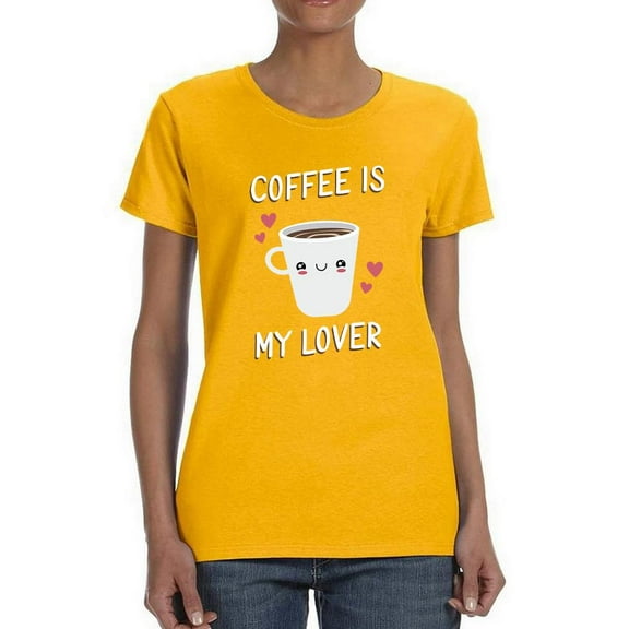Coffee Is My Lover Cute Art T-Shirt Women -Smartprints Designs, Female Large