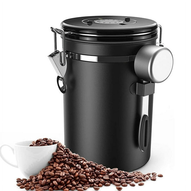 Coffee Jar Airtight 500G Beans,1.8L Beans Container,Vacuum Coffee Box with  Spoon Jar for Coffee ,Tea,Cocoa