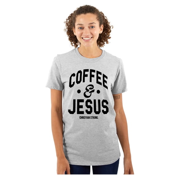 Coffee and Jesus Christ Strong Women's Plus Size Graphic Tee Brisco Brands 5X