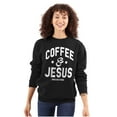 thumbnail image 1 of Coffee and Jesus Christ Strong Women Plus Size Crewneck Sweatshirt Brisco Brands 5X, 1 of 5