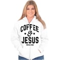 thumbnail image 1 of Coffee & Jesus Christ Religious Faith Zip Hoodie Sweatshirt Women Brisco Brands X, 1 of 5