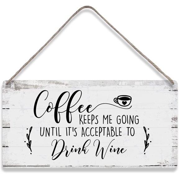 Coffee Keeps Me Going Sayings Home Wall Decor Wooden Signs Country Rustic Hanging Wall Plaque Sign Kitchen Cafe Present 10x5 Inch
