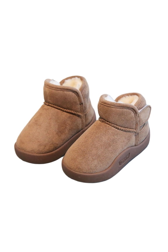 Coffee Kids Snow Boots In Rich Shade For Winter Thick Tube Artificial Leather For Toddlers Age 18 To 24 Months 6.1 Inch Insole