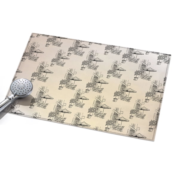 Coffee Kiosk Entryway Rug 2x3ft Washable Non Slip Bathroom Rug Low Pile Indoor Floor Front Door Mat Retro Leisure Coffee Time Farmhouse Beige Rectangle Area Rugs Carpet for Kitchen Office Dining Room