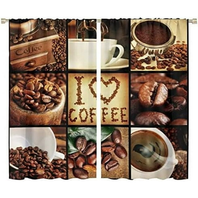 Coffee Kitchen Curtain Coffee Shop and Coffee Set Vintage Coffee Theme