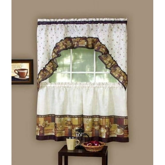 Coffee Kitchen Curtain Tier and Swag Set By Achim Importing - Assorted Sizes