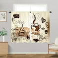 thumbnail image 1 of Coffee Kitchen Curtains, Cafe Brown Tea Retro Art Small Short Cafe Window Curtain Over Sink Bathroom Dining Room Decor Rod Pocket Window Drapes 2 Panels 36"x28" Inch, 1 of 6