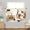thumbnail image 1 of Coffee Kitchen Curtains, Cafe Brown Tea Retro Art Small Short Cafe Window Curtain Over Sink Bathroom Dining Room Decor Rod Pocket Window Drapes 2 Panels 36"x28" Inch, 1 of 6