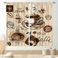 thumbnail image 1 of Coffee Kitchen Curtains, Rusitc Farmhouse Retro Vintage Latte Cafe Tea Cup Coffee Time Cottage Beige Window Drapery Treatments for Dining Room Bedroom Living Room 2 Panels, 84"x84" Inch, 1 of 5