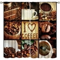 thumbnail image 1 of Coffee Kitchen Curtains - Rustic Retro Latte Bean Drink Pattern - Modern Cafe Decor - 42x54 Inches - 2 Panels, 1 of 6