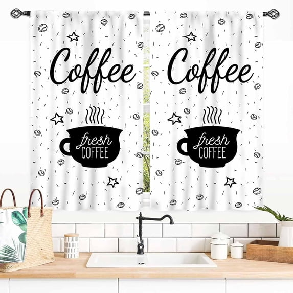 Coffee Kitchen Curtains, Rustic Vintage Coffee Theme Latte Cappuccino ...