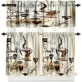 thumbnail image 1 of Coffee Kitchen Curtains Sets, Cafe Coffee Theme Valance for Kitchen Windows, Tea Party Coffee Bean Print Small Short Curtains Window Treatments Valance Sets for Kitchen Cafe, 54x24 Inch, 3 Piece, 1 of 4
