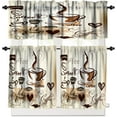 thumbnail image 1 of Coffee Kitchen Curtains Sets, Cafe Coffee Theme Valance for Kitchen Windows, Tea Party Coffee Bean Print Small Short Curtains Window Treatments Valance Sets for Kitchen Cafe, 54x36 Inch, 3 Piece, 1 of 1