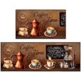 thumbnail image 1 of Coffee Kitchen Rug 2 Piece Set, Farmhouse Style Decor Kitchen Floor Mat, Absorbent and Non-Slip Washable Runner Rug, Coffee Vintage Kitchen Decoration 17 * 30+17 * 47 Inches, 1 of 6