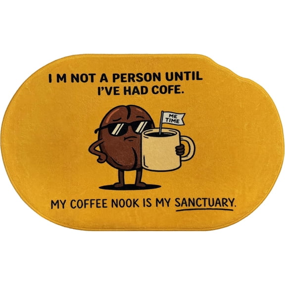 Coffee Kitchen Rug, 20" x 31" Deep Grey Washable Low Pile Floor Mat, TPR Non‑Slip Backing for Coffee Bar, Entryway & Office