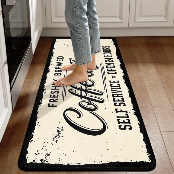 Coffee Kitchen Rug, 20"x48" Coffee Bar Rug Kitchen Runner with Non-Slip TPR Backing Washable Floor Mat Home Decor