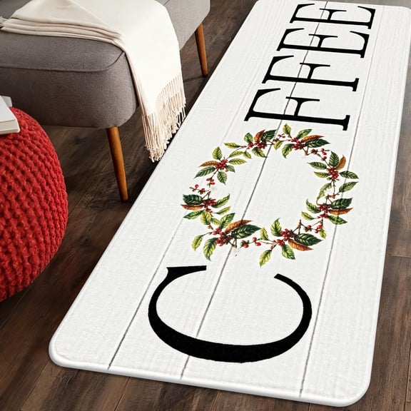 Coffee Kitchen Rug, 20"x48" Coffee Bar Rug Kitchen Runner with Non-Slip TPR Backing Washable Floor Mat Home Decor
