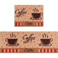 thumbnail image 1 of Coffee Kitchen Rugs and Mats Sets of 2,Brown Kitchen Decoration Non-Slip Absorbent Mat for Sink Waterproof Runner Rug for Laundry Room,17x24+17x48inch, 1 of 5