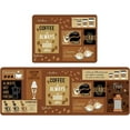 thumbnail image 1 of Coffee Kitchen Rugs Set 2 Piece,Kitchen Rugs and Mats Non Skid Washable Runner,Farmhouse Kitchen Sink Rugs Seasonal Holiday Party Low-Profile Mats for Home Kitchen(Brown 17"x48"+17"x24"), 1 of 6
