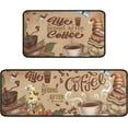 thumbnail image 1 of Coffee Kitchen Rugs Sets of 2, Coffee Rugs for Kitchen, Brown Kitchen Rug Washable Non-Slip Kitchen Mats for Floor 2 Piece Coffee Decorations for Kitchen, 1 of 6