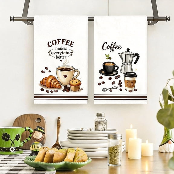 Coffee Kitchen Towels Decorative Sets Dish Towels Absorbent Fast Drying Hand Tea Vintage Cleaning Dishcloths for Cooking Farmhouse Bathroom Accessory