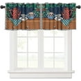 thumbnail image 1 of Coffee Kitchen Valance Curtain,Vintage Watercolour Art Aesthetics Rustic Coffee Theme Black White Plaids Print Window Treatment Valance Rod Pocket Short Curtain for Living Room Cafe 54x18inch, 1 of 5