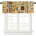 thumbnail image 1 of Coffee Kitchen Valances for Windows,Orange Vintage Plaid Coffee Theme Ambiance Farmhouse Style Print Window Treatment Valance Rod Pocket Short Curtain for Living Room Cafe Office 54x18inch, 1 of 6
