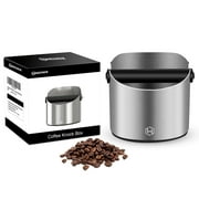 Coffee Knock Box - HEIHOX Espresso Knock Box Stainless Steel Espresso Machine Accessories with Removable Knock Bar and Non-Slip Base Espresso Bin, Dishwasher Safe