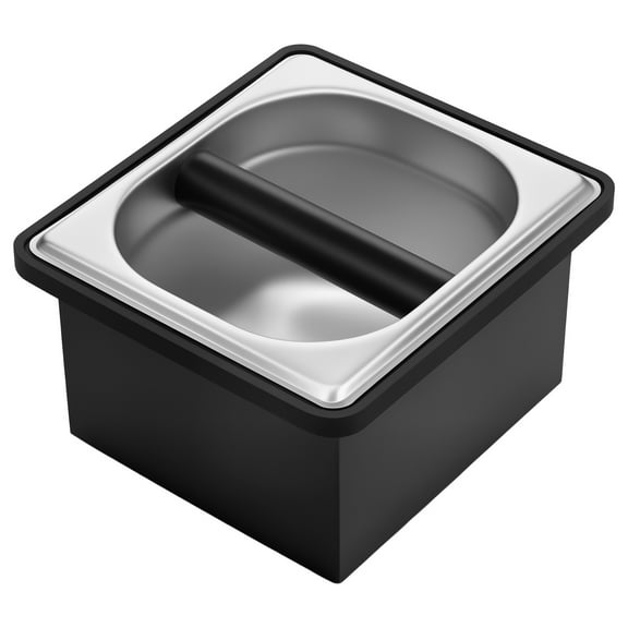 Coffee Knock Box Large Capacity Espresso Knock Box with Silicone Bar Reusable Stainless Steel Coffee Pucks Container for Barista Home Office,Small