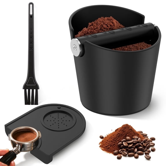 Coffee Knock Box Plastic Coffee Ground Knock Container with Nonslip Mat and Removable Bar Dishwasher Safe Espresso Machine Accessory for Home Kitchen Cafe