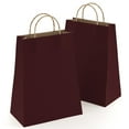 thumbnail image 1 of Coffee Kraft Paper Bags with Handles Bulk, 8 x 4.75 x 10.5 Inch. Pack of 25 Foldable Shopping Bag, 150 GSM. Kraft Paper Gift Bags with Handles. Gift Gag Bulk for Wedding favors, Valentines Day, 1 of 7