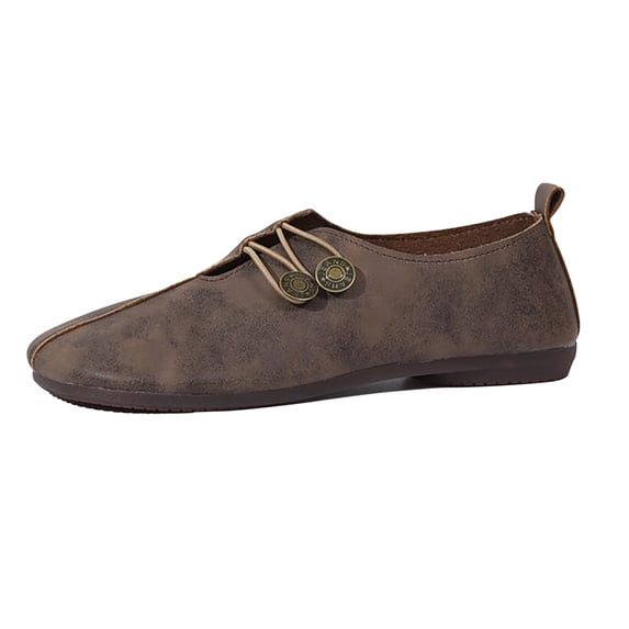 Coffee Ladies Casual Mesh Flats Slip-On Shoes Breathable Lightweight Loafers Comfortable For Daily Walking