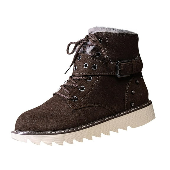 Coffee Ladies Cool Snow Warm Boots Lightweight Thick Soled Lace Up For Easy Slip On In Cold Seasons Ideal For Work And Play With Supportive Heel
