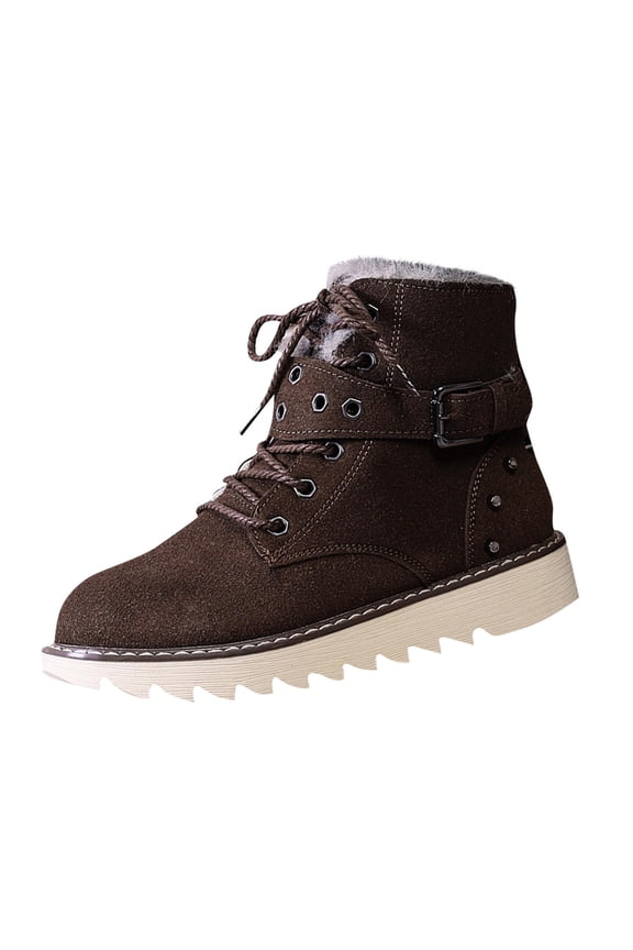 Coffee Ladies Cool Snow Warm Boots Lightweight Thick Soled Lace Up For Easy Slip On In Cold Seasons Ideal For Work And Play With Supportive Heel