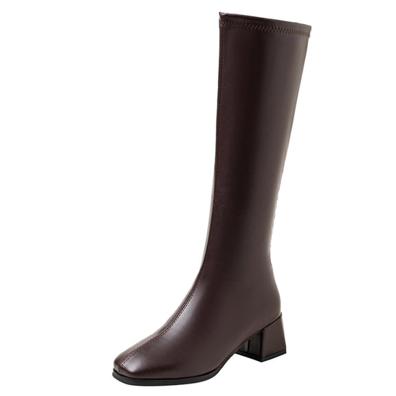 Coffee Ladies Fashion Winter Footwear With Thick Heel And Toe Sleeve Ideal For Durable And Chic Use In Cold Seasons