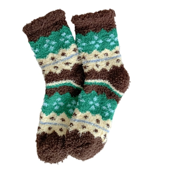 Coffee Ladies Winter Mid Tube Socks With Fleece For Warmth And Cold Protection In Stripe Style For Comfort And Sleep