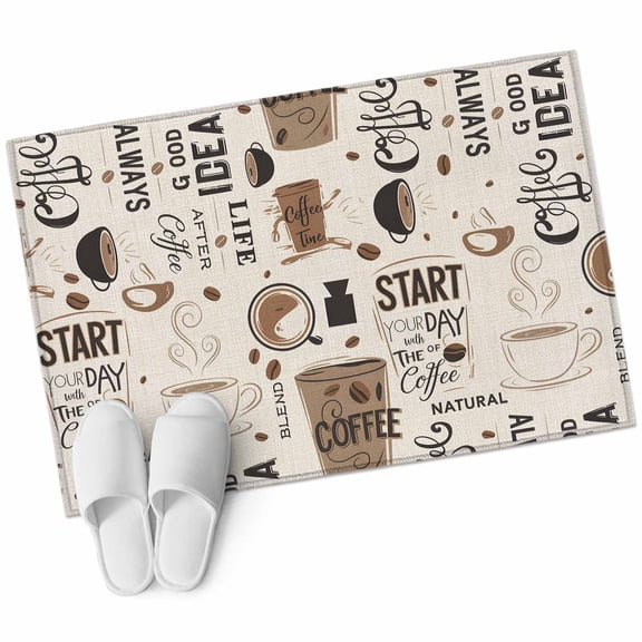 Coffee Large Area Rugs for Bedroom Living Room, Soft Non Slip Carpet Bedside Rug, Brown Beans Cup Dessert Drink Monochrome Rectangular Floor Cover Kitchen Accent Rug 2'x3' for Dining Room/Office