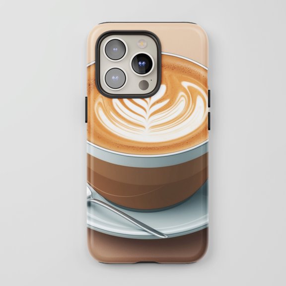 Coffee Latte Art For All iPhone Series Protective Phone Case Cafe Style Brown Beige