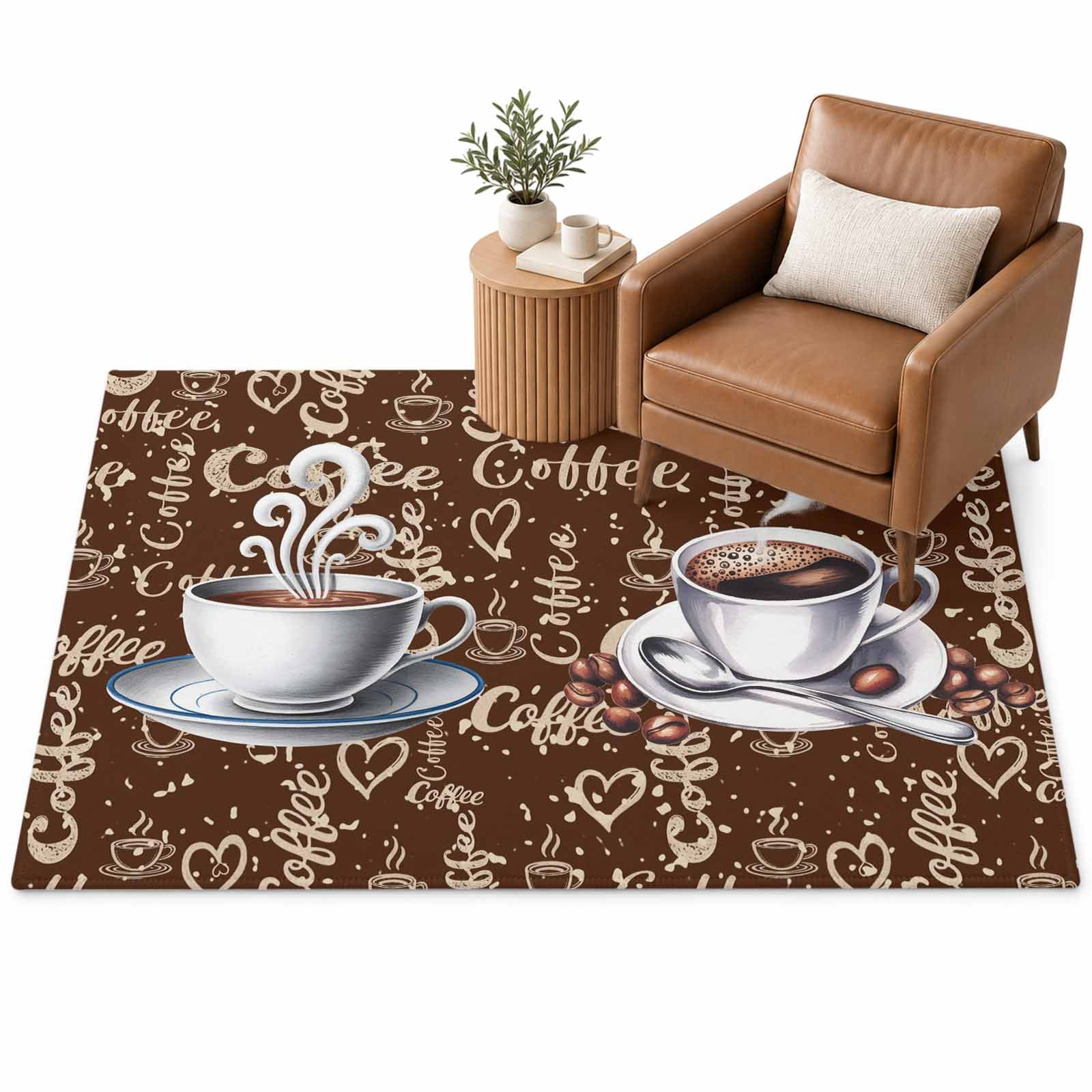 Coffee Latte Beans Area Rug 2.7'x5', Sugar Retro Brown Soft Mat Non ...