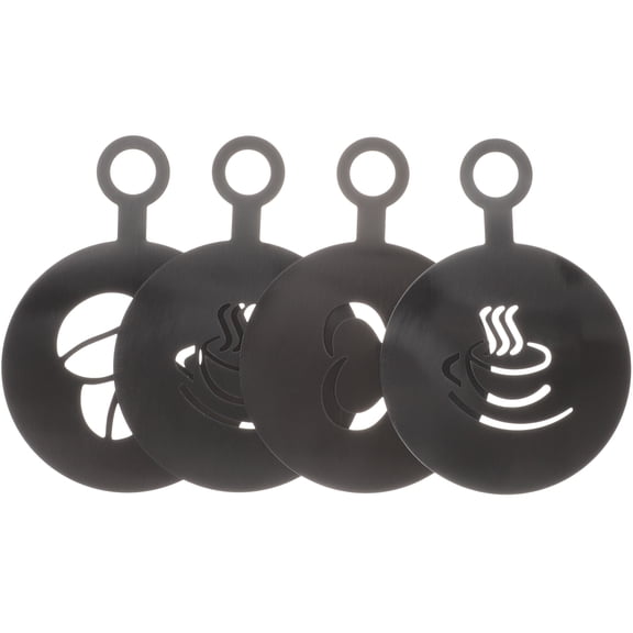 4-Pack Stainless Steel Coffee Latte Art Stencils Reusable Cappuccino Foam Dusting Templates for Decoration
