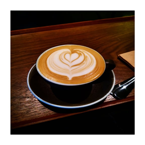 Coffee Latte - Photography Coffee Café Kitchen Decor Breakfast Restaurant Decor Moody Bar Unframed Wall Art Print 6 x 6 inches