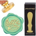 thumbnail image 1 of Coffee Leaf Wax Seal Stamp Plant Sealing Wax Stamp Retro 25mm Removable Brass Head with Wooden Handle, 1 of 9