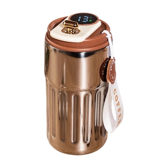 Coffee Led Temperature Display Stainless Steel Insulated Coffee Cup - Silver With Smart Temp Show, Stainless Steel Build - For Coffee Lovers, Office Use, Travel, Daily Commute