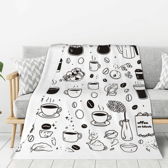 Coffee Life Throw Blanket for Stylish Warm Winter Cabin Ultra-Soft Micro Fleece Blanket, Premium Microfiber, Silky Soft, Plush, Warm and Lightweight for Couch, Sofa, Bed - 50"X40"