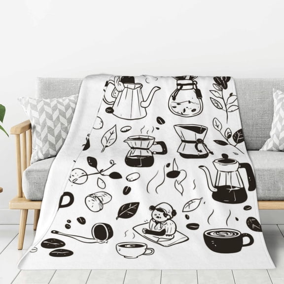 Coffee Life Throw Blanket for Stylish Warm Winter Cabin Ultra-Soft Micro Fleece Blanket, Premium Microfiber, Silky Soft, Plush, Warm and Lightweight for Couch, Sofa, Bed - 80"X60"