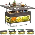 Coffee Lift Top Multi Coffee Converts to Dining with LED Light and